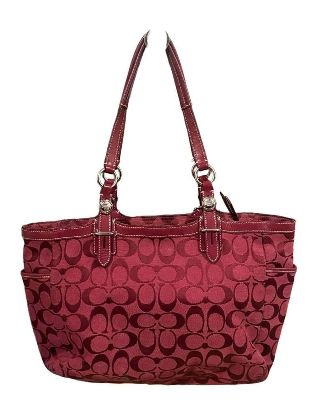 Coach Signature Canvas Gallery Tote Bag in Burgundy - Picture 2 of 10